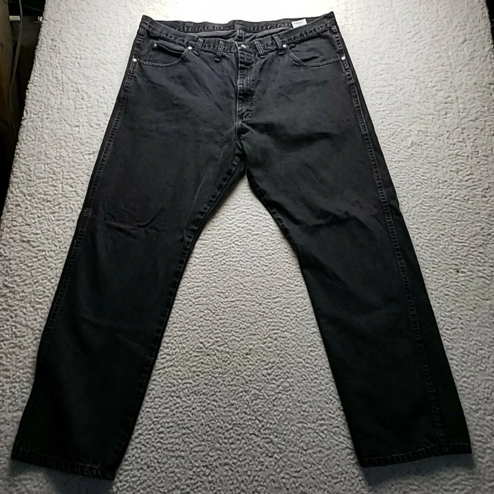 Wrangler Rugged Wear Jeans Mens 44x32 Black Relaxed Straight Denim Pants